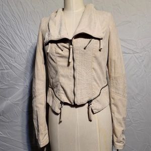Solemio Beige Jacket Women's Size Medium Zip Soft
